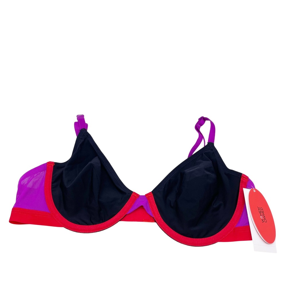 Parade Women's Black Purple Red Trim Underwire‎ Nylon Bra Size S